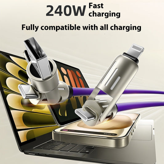 🌈 RGB 240W⚡ 4-IN-1  Flash Charge Cable