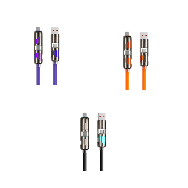 🌈 RGB 240W⚡ 4-IN-1  Flash Charge Cable