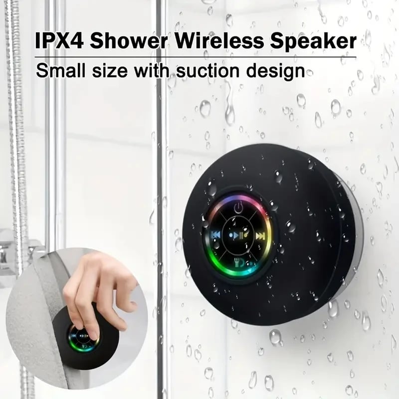 Last Day 49%OFF - 🎄Bathroom Waterproof Wireless Bluetooth Speakers with LED Light