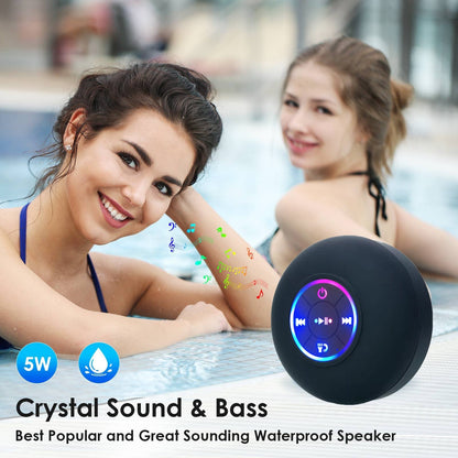 Last Day 49%OFF - 🎄Bathroom Waterproof Wireless Bluetooth Speakers with LED Light